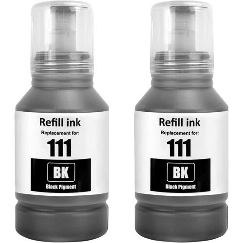 111 Encre Compatible avec Epson 111 Bouteille d'encre Multipack, pour ET-M1100 ET-M1120 ET-M1140 ET-M1170 ET-M1180 ET-M2120 ET-M2140 ET-M2170 ET-M3140 ET-M3170 ETM3180 (2-Pack Noir)
