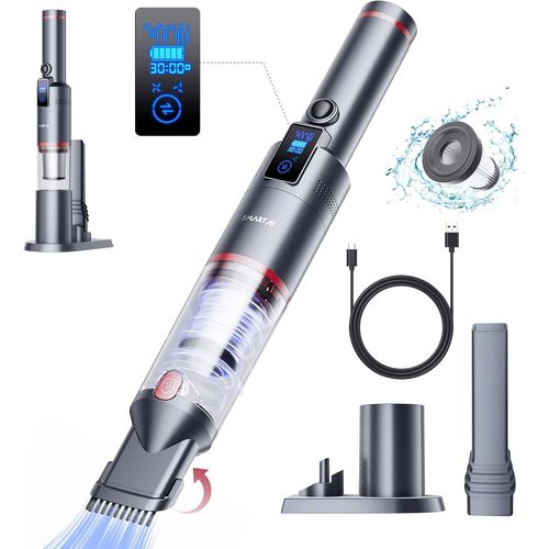 Aspirateur À Main 17000pa Led Sans Fil Autonomie De 30 Minutes Sac Aspirateur Léger Sans Fil Pour Voiture, Maison, Camping-Car, Poils D'animaux Avec Support De Charge, Charge De Type C