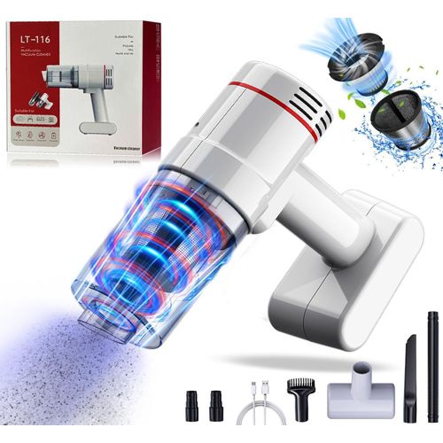 Aspirateur À Main,16 000 Pa - Puissance D'Aspiration À 2 Niveaux - Sans Sac - 6000 Mah 120 W - Aspirateur À Main Sans Fil Humide / Sec - Pour Voiture,Maison,Filtre + Tamis En Acier Inoxydable -