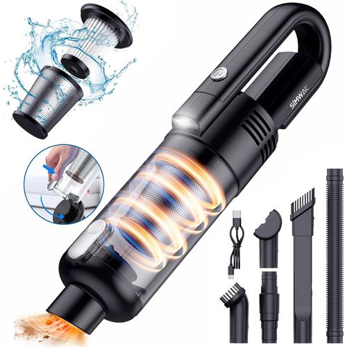 Aspirateur À Main, Aspirateur De Voiture Sans Fil, 120W 9500Pa Portable Aspirateur Avec Lampe Led, Accessoires Divers, Sac De Stockage, Pour Maison Voiture Table (Noir)
