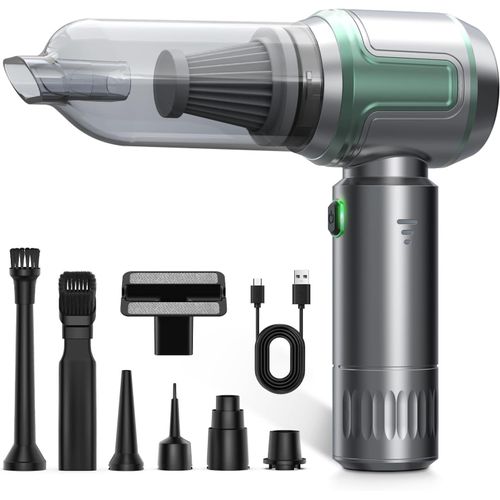 KALTD-Aspirateur À Main,16000Pa Mini Portable Aspirateur Voiture Puissant Sans Fil,3 Vitesses 6000Mah Batterie Aspirateur De Voiture Sans Fil Pour Poils D'Animaux,Voiture,Maison,Vert
