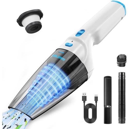 lbgwp60-Aspirateur À Main, 9500Pa Aspirateur Voiture Puissant Sans Fil, 100W Rechargeable Portable Mini Aspirateur Sans Fil, Aspirateur De Voiture Pour Maison Voiture Bureau Canapé (Blue)