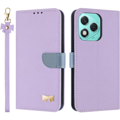 KAL-Coque Pour Honor 400 Lite, Pu Cuir Flip Étui Anti-Chocs Tpu Protéger Housse, Emplacement Pour Carte & Support Fonction, Avec Cordon -Violet