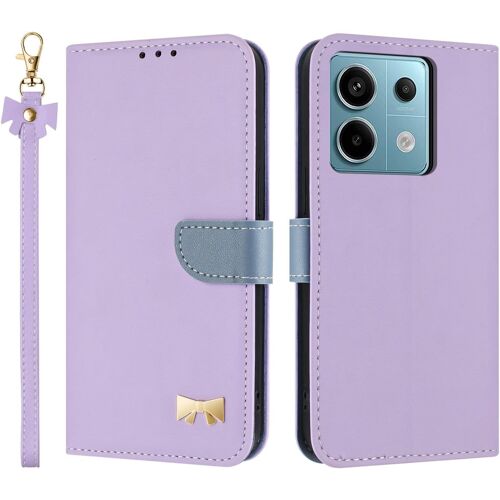 KAL-Coque Pour Xiaomi Redmi Note 13 Pro 5G / Poco X6 5G, Pu Cuir Flip Étui Anti-Chocs Tpu Protéger Housse, Emplacement Pour Carte & Support Fonction, Avec Cordon -Violet