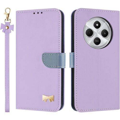 KAL-Coque Pour Xiaomi Redmi 14C 4G, Pu Cuir Flip Étui Anti-Chocs Tpu Protéger Housse, Emplacement Pour Carte & Support Fonction, Avec Cordon -Violet