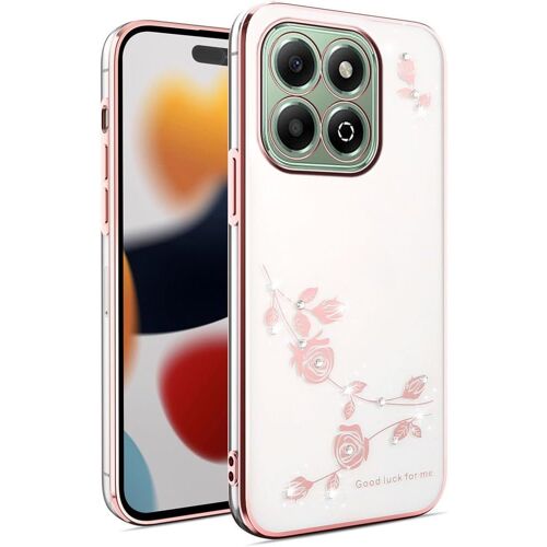 KAL-Coque Pour Honor X6B, Transparent Élégant En Silicone Souple Brillante Fleur Motifs Design Fille Housse Ultra Mince Antichoc Tpu Bumper Étui - Rose