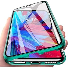 Coque Huawei P30 Magnétique 360° Cadre Métal + Verre Trempé Double Face 9h Protection Anti-Chocs Anti-Rayures Compatible Recharge Sans Fil Vert