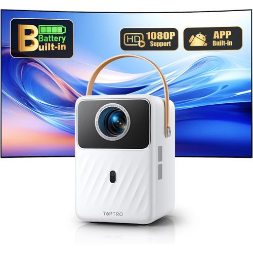 ¿Batterie&Android Tv¿Vidéoprojecteur Portable, Projecteur Video Portable Fhd 1080P,380Ansi Videoprojecteur 5G Wifi Bluetooth Auto Keystone&Focus Électrique,Retroprojecteur Extérieur/Home Cinéma
