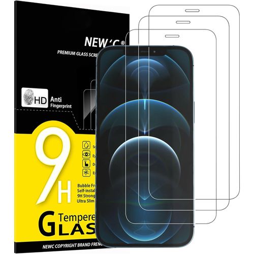 CAUC-Lot de 3, Verre Trempé pour iPhone 12 Pro Max (6,7""), Film Protection écran -sans Bulles d'air -Ultra Résistant (0,33mm HD Ultra Transparent) Dureté 9H Glass