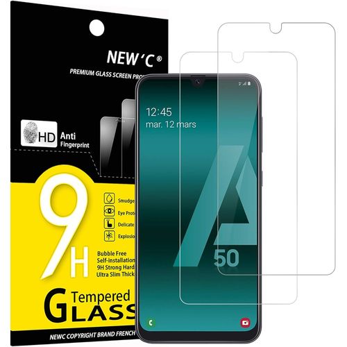 Pack Of 2 Tempered Glass Screen Protector For Samsung Galaxy A50 (Sm-A505f), A50s, Bubble-Free Ultra Resistant (0.33 Mm Hd Ultra Transparent) 9h Hardness Glass