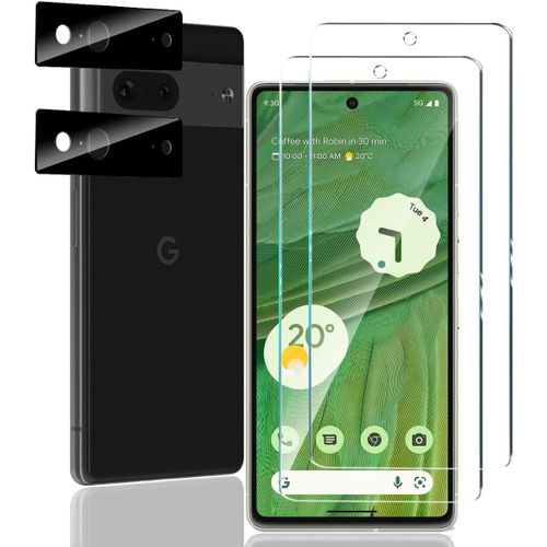 Protection Écran En Verre Trempé + Protège-Caméra Arrière Pour Google Pixel 7 (2 Écrans + 2 Caméras) 0,3 Mm 9h Anti-Rayures Sans Bulles Bords Incurvés Haute Transparence & Tactile