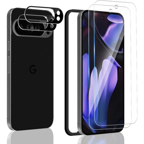 Verre Trempé Pour Google Pixel 9 Pro Protection Écran[2 Pièces] + Caméra Arrière Protecteur [2 Pièces], 9h Dureté/Sans Bulles/Anti Rayures, Film Protection Écran Pour Google Pixel 9 Pro