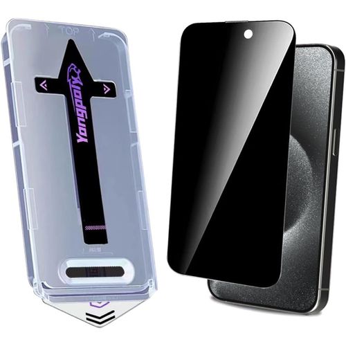 Film De Confidentialité Pour Iphone 15 Pro Max - Verre Trempé 9h Anti-Espion, Couverture Intégrale Bord À Bord, Pose Auto-Alignée Sans Bulles, Élimination De La Poussière