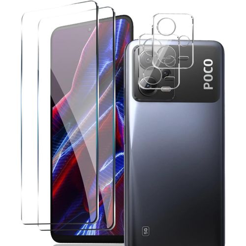 CAUC-[2+2 Pièces Verre Trempé pour Xiaomi Redmi Note 12 5G/Xiaomi Poco X5 + Caméra Arrière Protecteur,9H Dureté/sans Bulles/Anti Rayures,Film Protection écran pour Redmi Note 12 5G/Xiaomi Poco X5