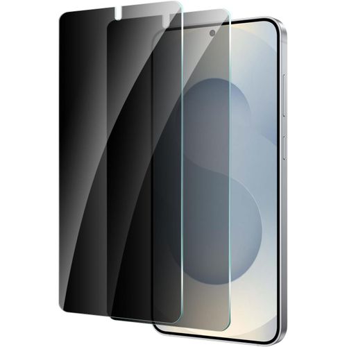 Cauc-2 Pièces Protection Écran Verre Trempé Pour Samsung Galaxy S25+ Plus Anti-Espion Vitre Protection Film Dureté 9h Glass, Sans Bulles, Anti Rayures