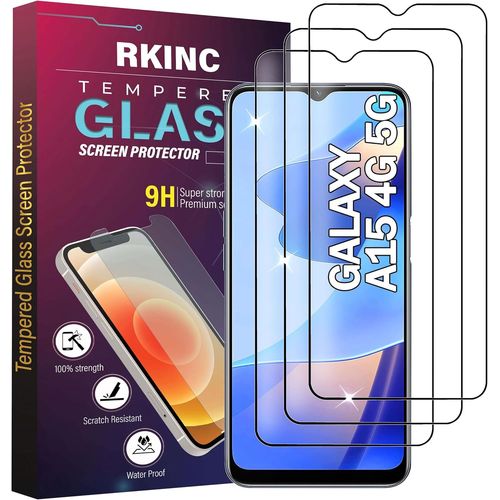Verre Trempé [Lot De 3] Pour Samsung Galaxy A15 4g / 5g, Film Protection Écran, Dureté 9h 0,33 Mm Hd Glass [Sans Bulles D'air][Résistant Aux Rayures][Garantie À Vie]