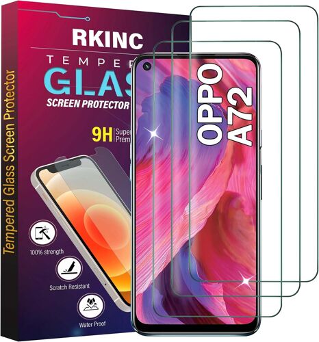 Verre Trempé [Lot De 3] Pour Oppo A72, Film Protection Écran, Dureté 9H 0,33 Mm Hd Glass [Garantie À Vie][Sans Bulles D'Air][Résistant Aux Rayures]