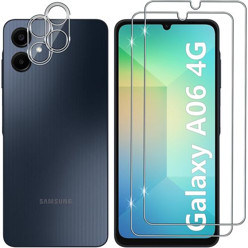Pour Samsung Galaxy A06 4g/ A06s 4g Verre Trempé, 2+2 Pièces Protection Écran + Caméra Arrière Protecteur Film, 9h Dureté Hd Anti-Rayures Sans Bulles Vitre Trempé Protecteurs D'écran