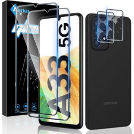 CAUC-Verre Trempé pour Samsung Galaxy A33 5G + Caméra Arrière Protecteur [2+2 Pièces], [Sans Bulles] Anti-Rayures Dureté 9H Film Vitre Trempé Protection écran pour Samsung A33 5G [Transparente]