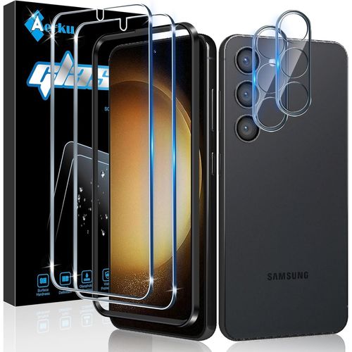 Verre Trempé Pour Samsung Galaxy S23 5g Avec Caméra Arrière Protecteur [2+2 Pièces], Dureté 9h [Sans Bulles] [Ultra Hd] Ultra Résistant Film Vitre Trempé Protection Écran [Transparente]