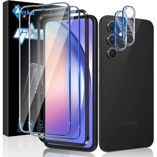 Kal-Verre Trempé Pour Samsung Galaxy A54 5g Avec Caméra Arrière Protecteur [2+2 Pièces], Dureté 9h [Sans Bulles] [Ultra Hd] Ultra Résistant Film Vitre Trempé Protection Écran [Transparente]