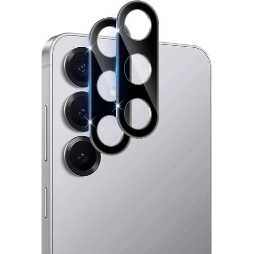 CAUC-pour Samsung Galaxy S25 Protection Cam¿¿ra, 2 Pi¿¿ces 9H Duret¿¿ HD Film Verre Tremp¿¿, Sans Bulle Anti-Rayures R¿¿sistant Film Cam¿¿ra Protection ¿¿cran - Noir