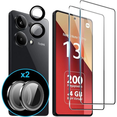 Kal-Verre Trempé Pour Xiaomi Redmi Note 13 Pro 4g/Poco M6 Pro 4g, 2 Pièces Protecteur D'écran,2 Pièces Protecteur D'appareil Photo, Dureté 9h, Anti-Rayures