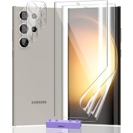Protection Pour Galaxy S23 Ultra Protecteur D'écran, Film Tpu Flexible 2 Pièces + Galaxy S23 Ultra Verre Trempé Protection D'objectif 2 Pièces - Anti-Rayures Facile À Installer
