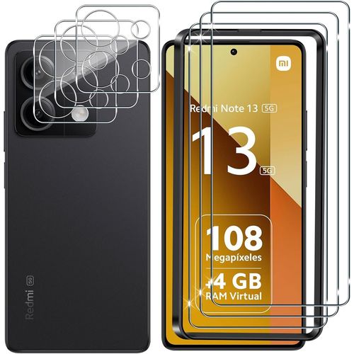 Pour Xiaomi Redmi Note 13 5g Verre Trempé, 3+3 Pièces Protection Écran+Caméra Arrière Protecteur Film, 9h Dureté Hd Anti-Rayures Sans Bulles Protecteurs D'écran