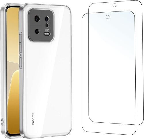 Coque Pour Xiaomi 13 (6.36) Ultra Transparente Silicone En Gel Tpu Souple Et 2 × Verre Trempé Pour Xiaomi 13 (6.36") Film Protection Écran