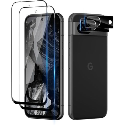 Full Coverage Tempered Glass For Google Pixel 8a And Rear Camera Protector [2+2 Pieces], Hd Protector Camera, 9h Hardness Glass Screen Protector Film