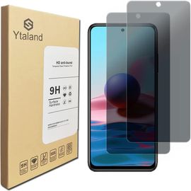 Ytaland Anti Espion Verre Trempé Compatible Avec Xiaomi Redmi Note 10 / Note 10s, Privacy Film Protection Écran Sans Bulles D'air Ultra Résistant Transparent Dureté 9h Glass, Lot De 2