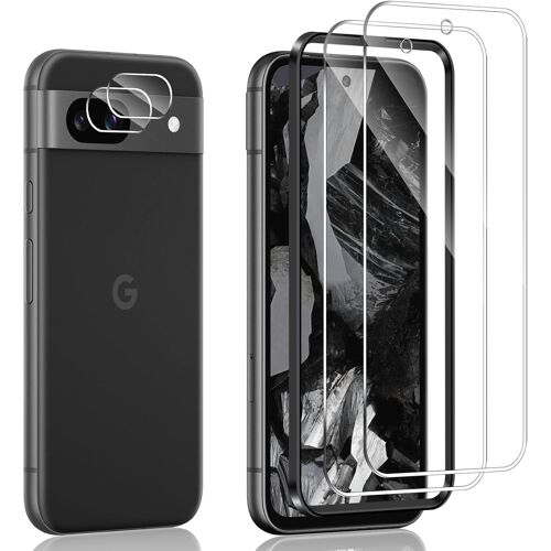 KAL-2 Pièces Verre Trempé Pour Google Pixel 8A Avec 2 Pièces Caméra Arrière Protecteur, Dureté 9H Film Protection Écran En Sans Bulles, Ultra Hd Film Vitre Trempé