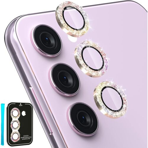 JGD-Protection Lentille pour Samsung Galaxy S24/ S23/ S23+ 5G, [3+2 Pièces] Caméra Arrière Protecteur, Verre Trempé 9H Film D'écran, PailletéColoré