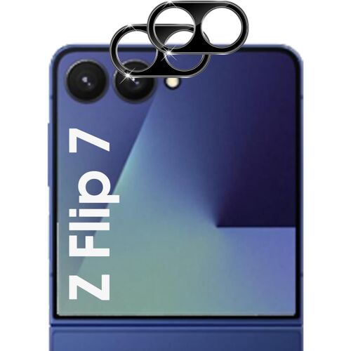 CAUC-pour Samsung Galaxy Z Flip 7 Protection Cam¿¿ra, 2 Pi¿¿ces 9H Duret¿¿ Ultra HD Film Verre Tremp¿¿, Sans Bulle Anti-Rayures Ultra R¿¿sistant Film Cam¿¿ra Protection ¿¿cran - Noir
