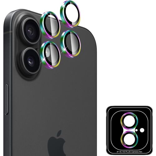 Rear Camera Protector Compatible With Iphone 16/Iphone 16 Plus, Hd Tempered Glass Camera Protection Anti-Scratch Individual Lens Ring \ Colorful