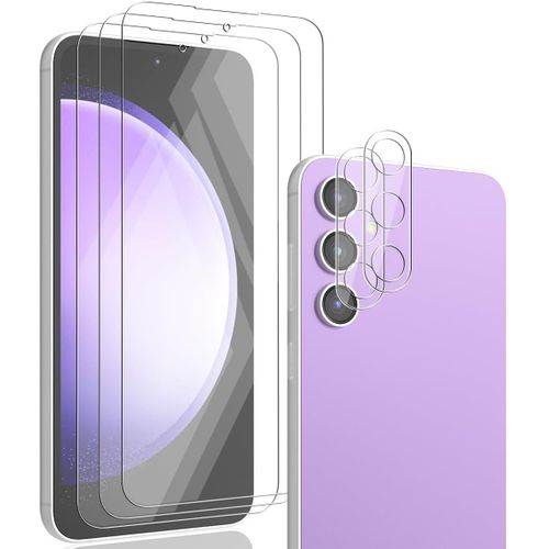Cauc-Verre Trempé Pour Samsung Galaxy S23 Fe, Samsung Galaxy S23 Fe Protection D'écran 3 Pièces Et Galaxy S23 Fe Verre Trempé D'objectif Protecteur 2 Pièces. Anti-Rayures, Hd Pour Galaxy S23 Fe