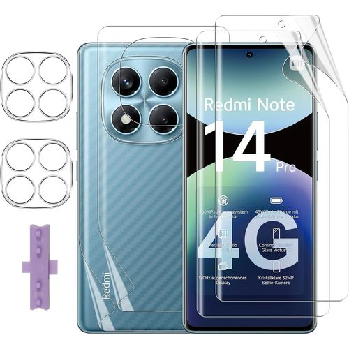 Pour Xiaomi Redmi Note 14 Pro 4g Protection Écran, 2+2+2 Pièces Tpu Protecteurs D'écran + Retour Film + Verre Trempé Caméra Arrière Protecteur, Hd Anti-Rayures Protection Écran
