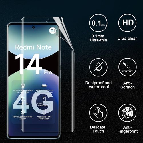 Pour Xiaomi Redmi Note 14 Pro 4g Protection Écran, 2+2+2 Pièces Tpu Protecteurs D'écran + Retour Film + Verre Trempé Caméra Arrière Protecteur, Hd Anti-Rayures Protection Écran