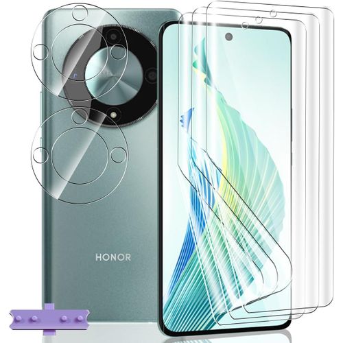 CAUC-Protection D'écran pour Honor Magic 6 Lite, [3 Pièces] HD Souple TPU Film et [2 Pièces] Verre Trempé Protecteur D'objectif Caméra, Protection Écran Flexible pour Honor Magic 6 Lite