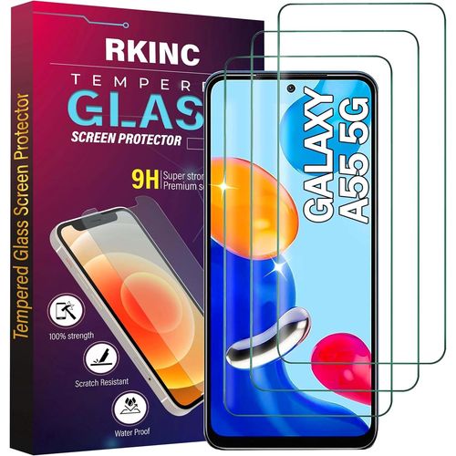 KAL-Verre Trempé [Lot De 3] Pour Samsung Galaxy A55 5G Film Protection Écran Dureté 9H 033 Mm Hd Glass [Sans Bulles D'Air][Résistant Aux Rayures][Garantie À Vie]