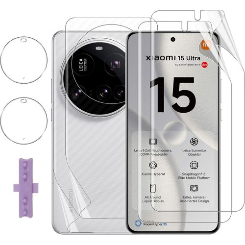 Khkui-Pour Xiaomi 15 Ultra Protection Écran, 2+2+2 Pièces Tpu Protecteurs D'écran + Retour Film + Verre Trempé Caméra Arrière Protecteur, Hd Anti-Rayures Protection Écran