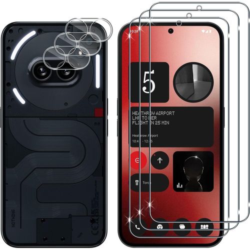 Pour Nothing Phone (2a)/ (2a) Plus Verre Trempé, 3+3 Pièces Protection Écran+ Caméra Arrière Protecteur Film, 9h Dureté Hd Anti-Rayures Sans Bulles Protecteurs D'écran Pour Nothing Phone 2a