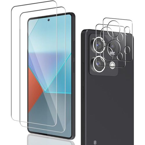 Kal-Verre Trempé Pour Xiaomi Redmi Note 13 Pro 5g,Protection Décran 2 Pièces Et Caméra Arrière Protecteur 2 Pièces 9h Dureté Sans Bulles Pour Xiaomi Redmi Note 13 Pro 5g Protection Décran