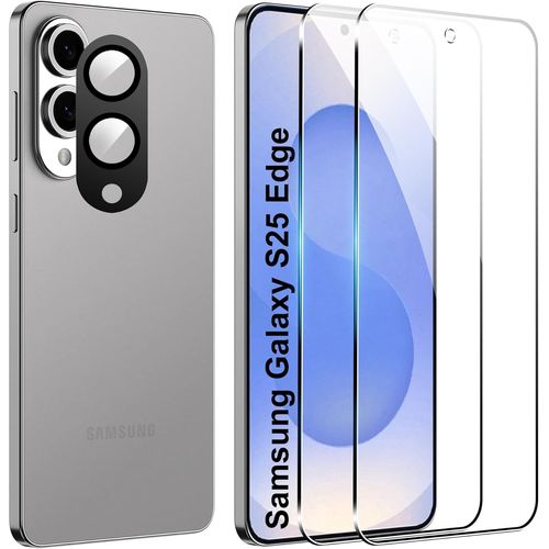 2+1 Pièces Film Pour Samsung Galaxy S25 Edge Verre Trempé, Protection De L'Appareil Photo Et Film De Protection Du Verre, Dureté 9H, Protecteur D'Écran Hd