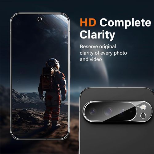 Verre Trempé Pour Google Pixel 9 Pro Avec Caméra Arrière Protecteur [3+3 Pièces], Dureté 9h Protection Écran Ultra Hd Ultra Résistant Film Vitre, Avec Cadre D'installation