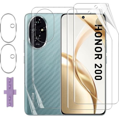 Kal-Pour Honor 200 Protection Écran, 2+2+2 Pièces Tpu Protecteurs D'écran+ Retour Film+ Verre Trempé Caméra Arrière Protecteur, Hd Anti-Rayures Protection Écran