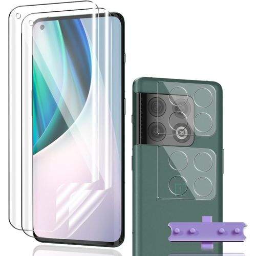 CAUC-Protection Décran Pour OnePlus 10 Pro Film Flexible TPU 2 Pièces + Caméra Arrière Protecteur 2 Pièces,sans Bulles/Anti-Rayures/Facile à Installer Pour OnePlus 10 Pro Verre Trempé