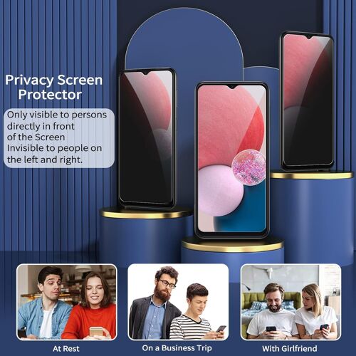 Verre Trempé Pour Samsung Galaxy A13 4g/5g Anti Espion 2 Pièces.Anti-Espion Film De Protection D'écran.Dureté 9h.Anti-Rayures.Sans Bulles.Anti-Spy Privacy Protecteur Vitre Pour Galaxy A13.6.6