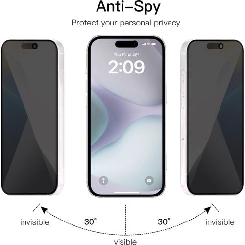 Trahoo-Verre Trempé Anti-Espion Pour Iphone 16, 2 Pièces Privacy Protection Écran Et 2 Pièces Caméra Arrière Protecteur, 9h Dureté Résistant Privacy Film De Protection Écran Anti-Spy